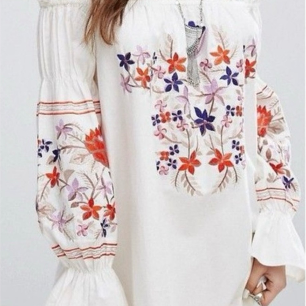 Embroidered Off the Shoulder Free People Dresss